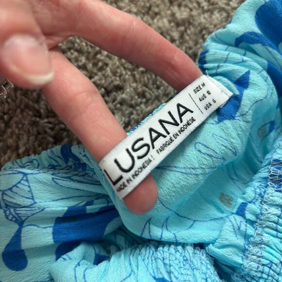 Lusana Women’s Lindi Mini Dress Sz Blue Sz 6 Resort Vacation Tiered EUC - Picture 6 of 13